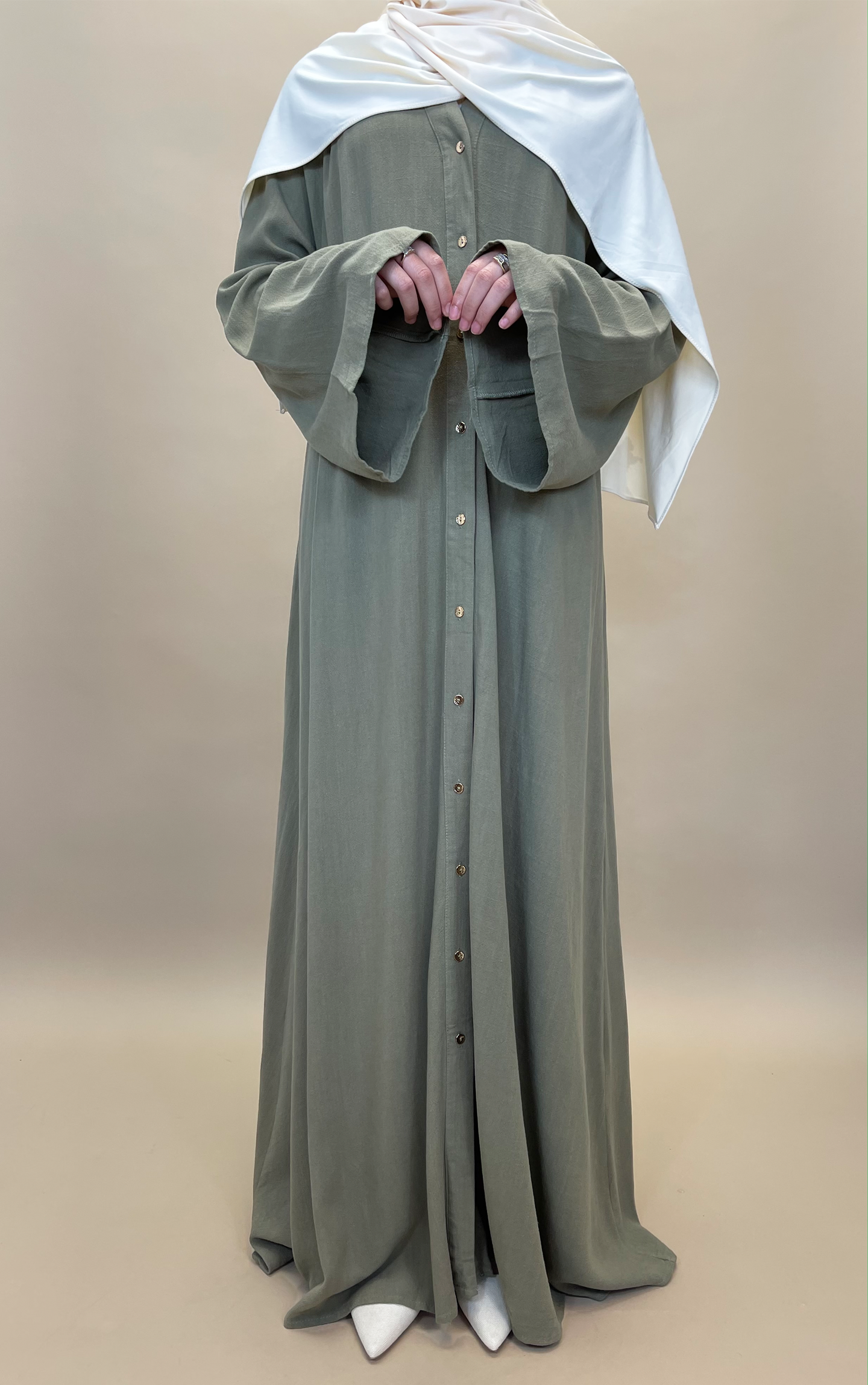 Linnen maxi dress - Army Green - Hijab Boutique