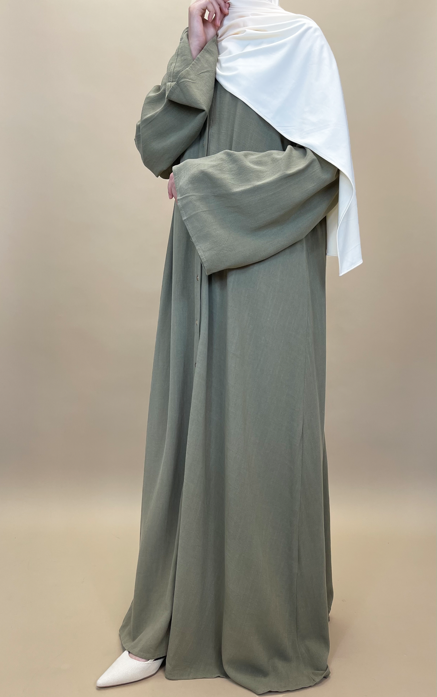 Linnen maxi dress - Army Green - Hijab Boutique