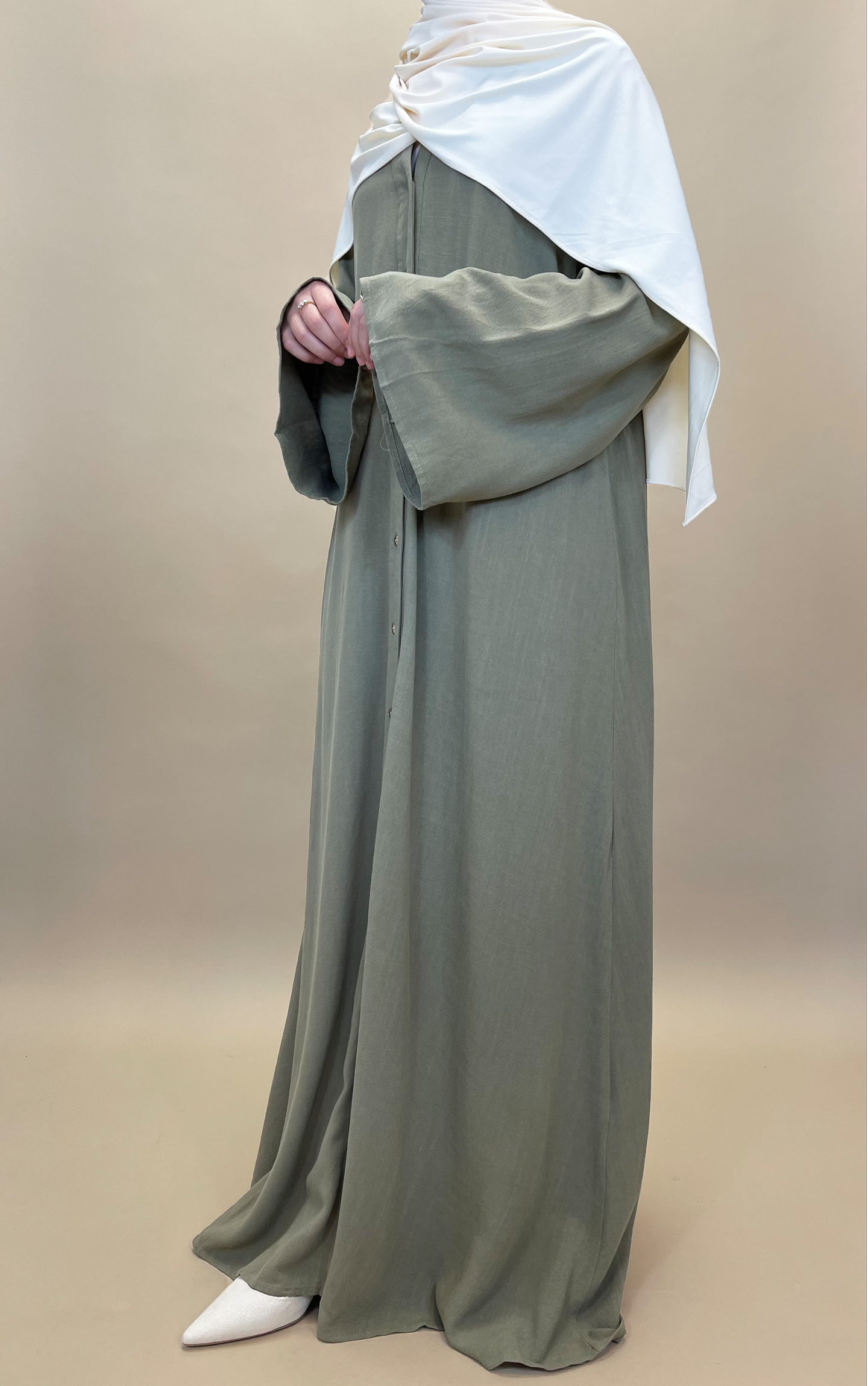 Linnen maxi dress - Army Green - Hijab Boutique