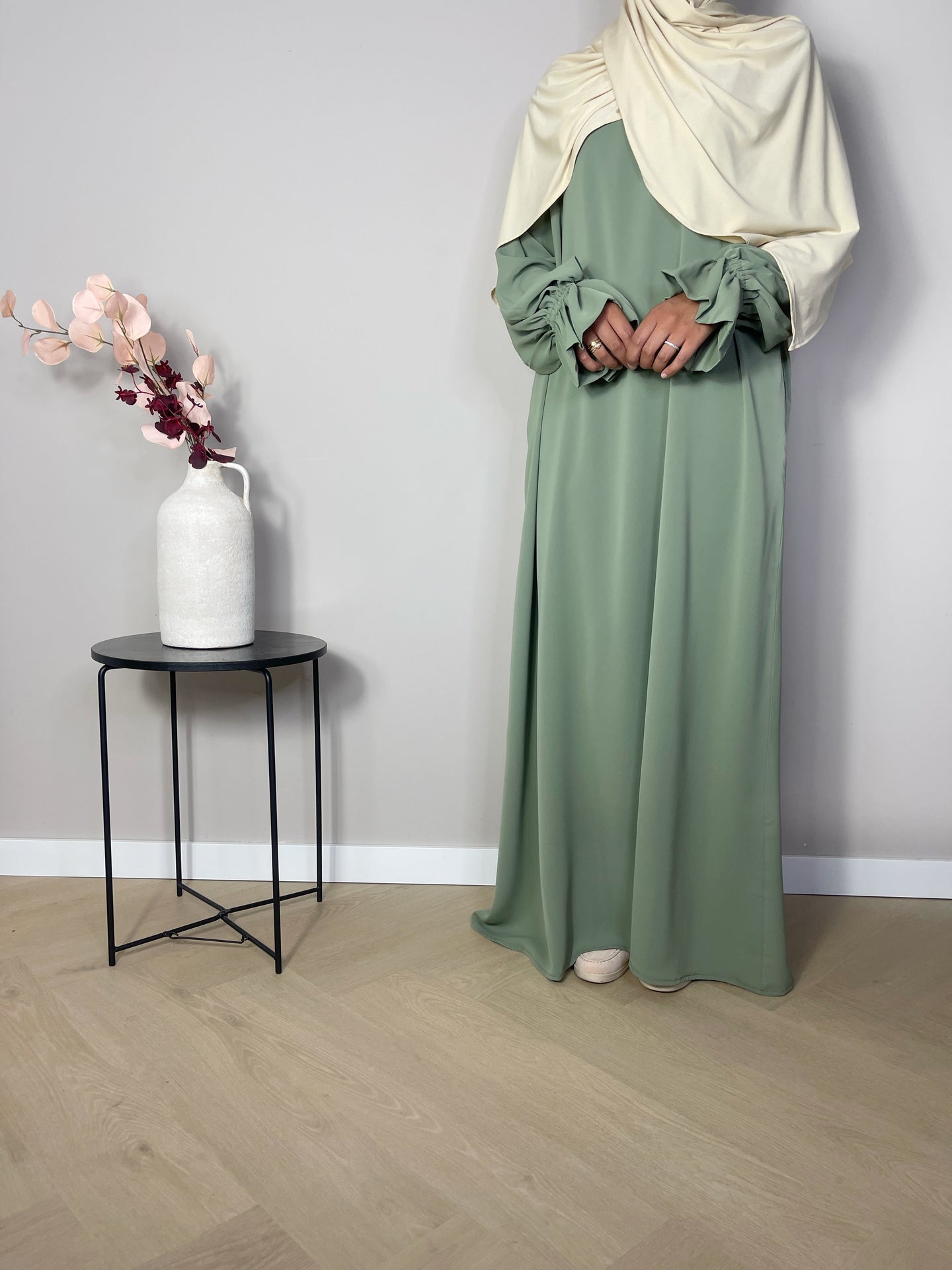 Abaya met elegante mouwtjes - Pistachio - Hijab Boutique