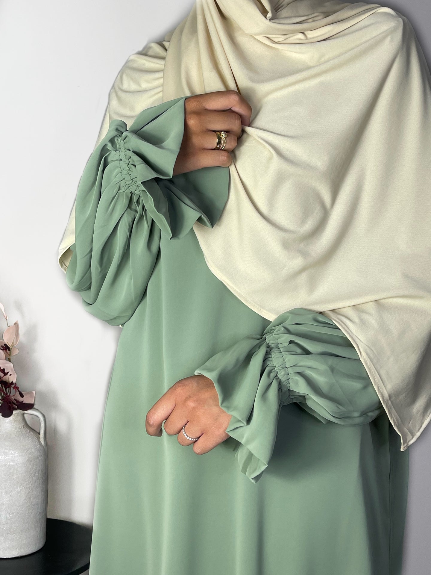 Abaya met elegante mouwtjes - Pistachio - Hijab Boutique