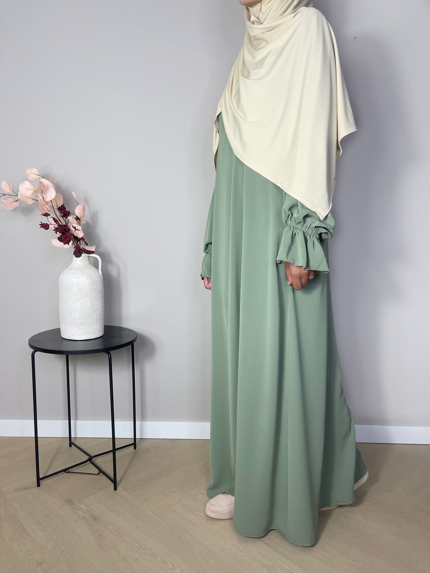 Abaya met elegante mouwtjes - Pistachio - Hijab Boutique