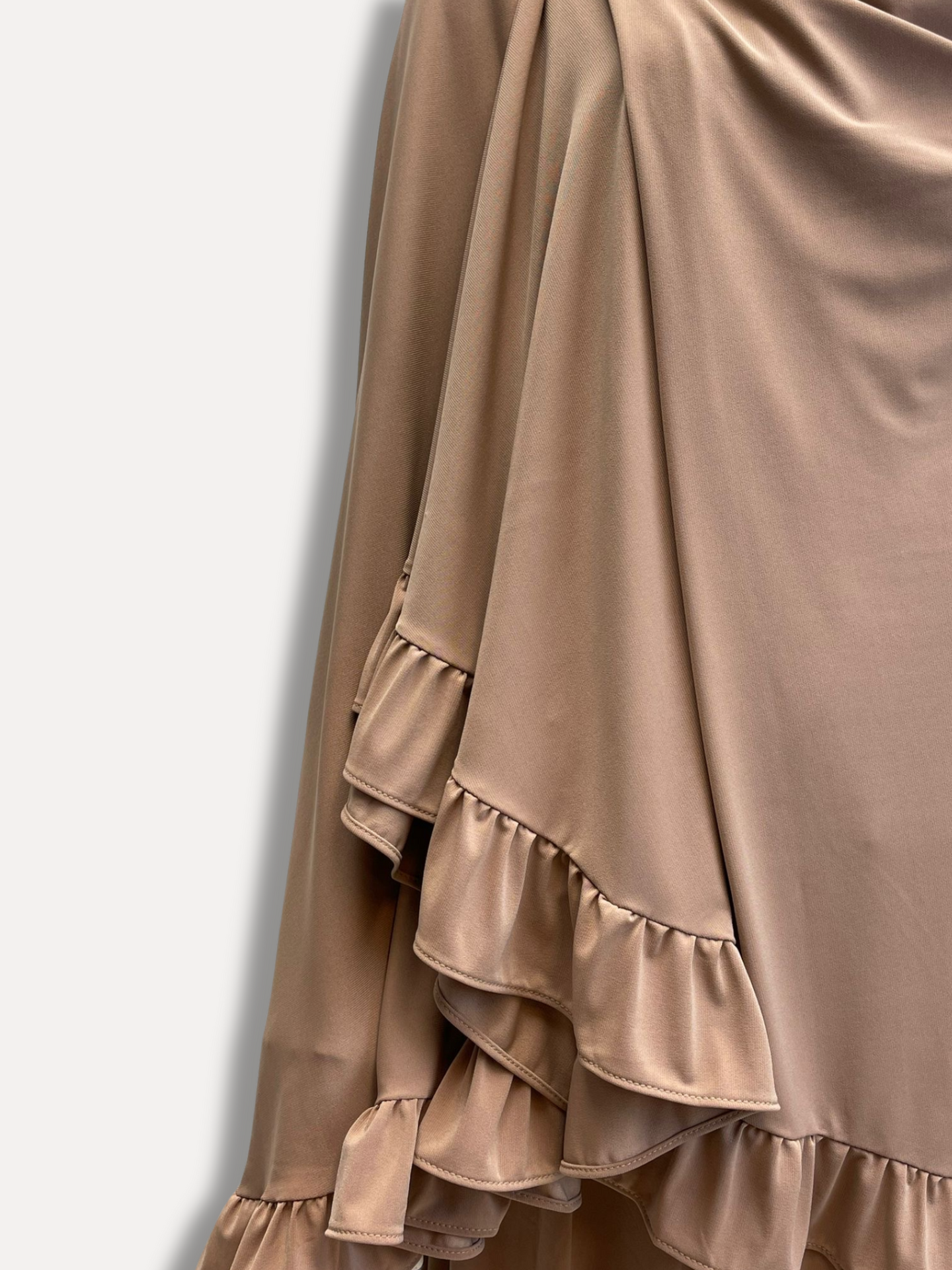 Ruffle Khimar set Premium jersey - Caramel