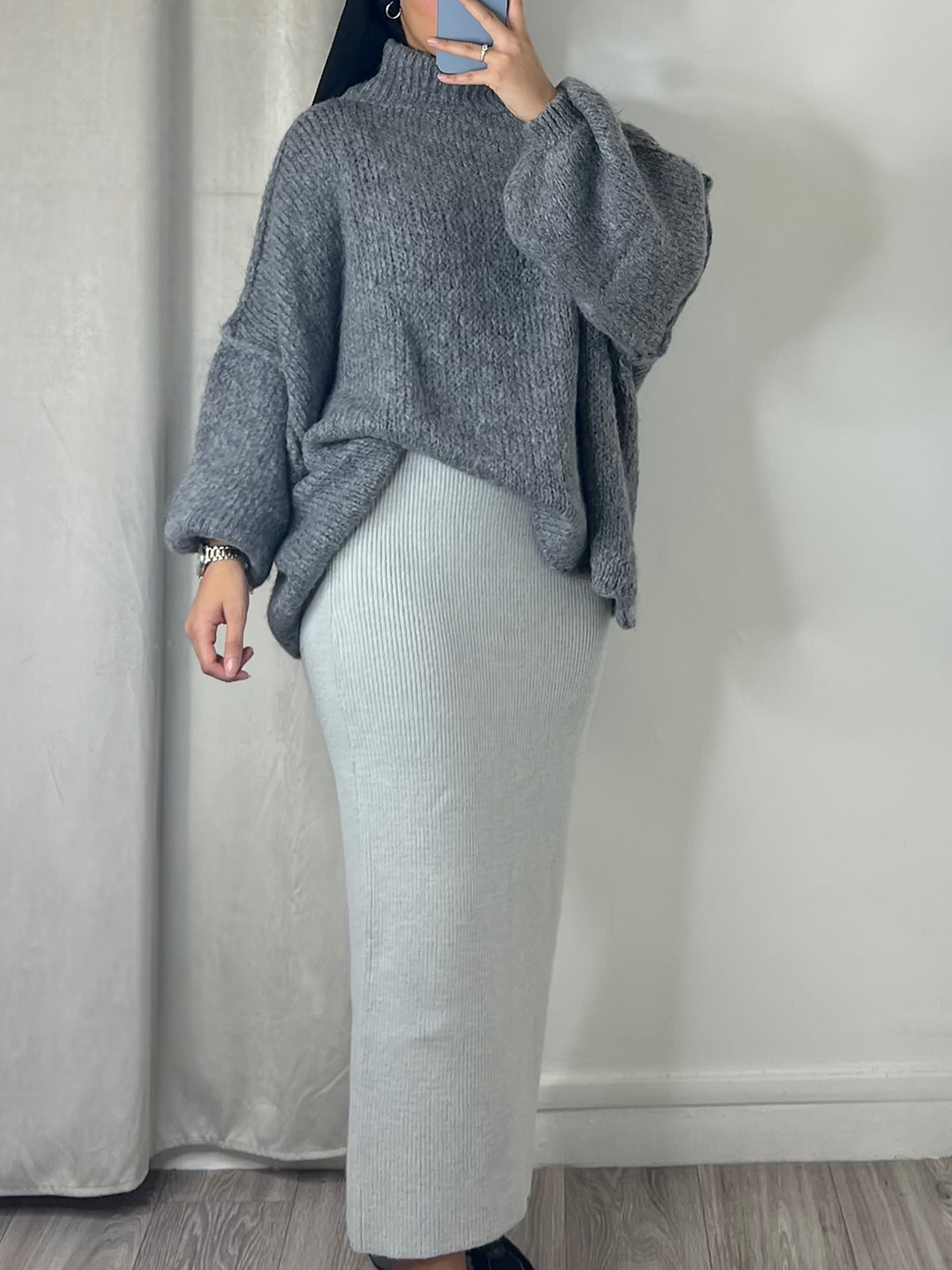 Oversized sweater - Dark grey - Hijab Boutique