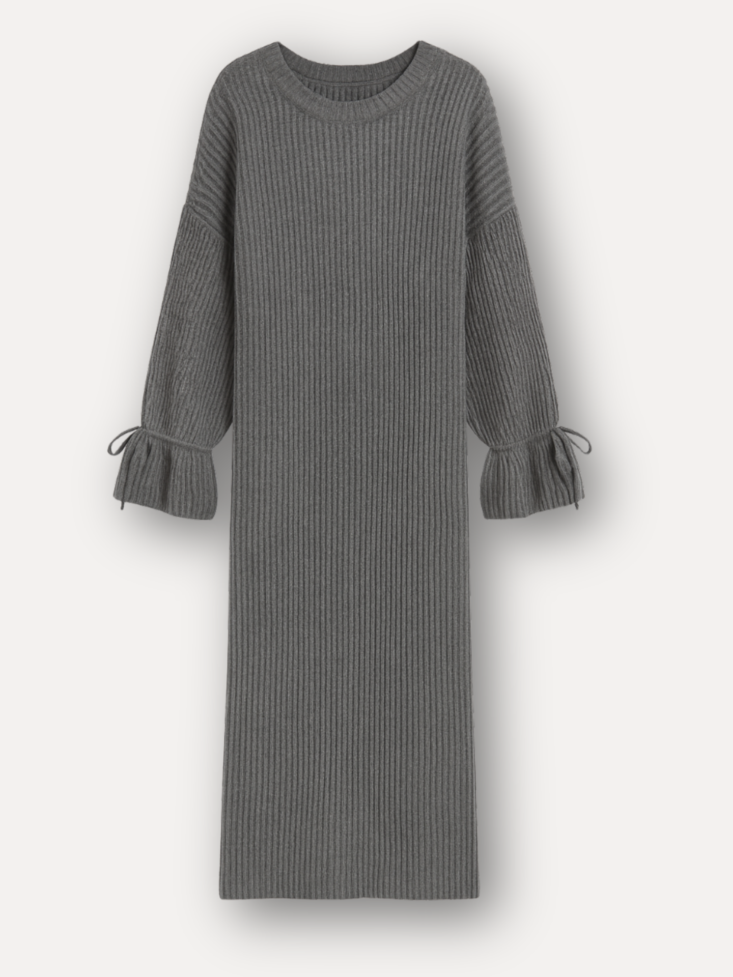 Langer Pullover mit Rippstruktur - elfenbein