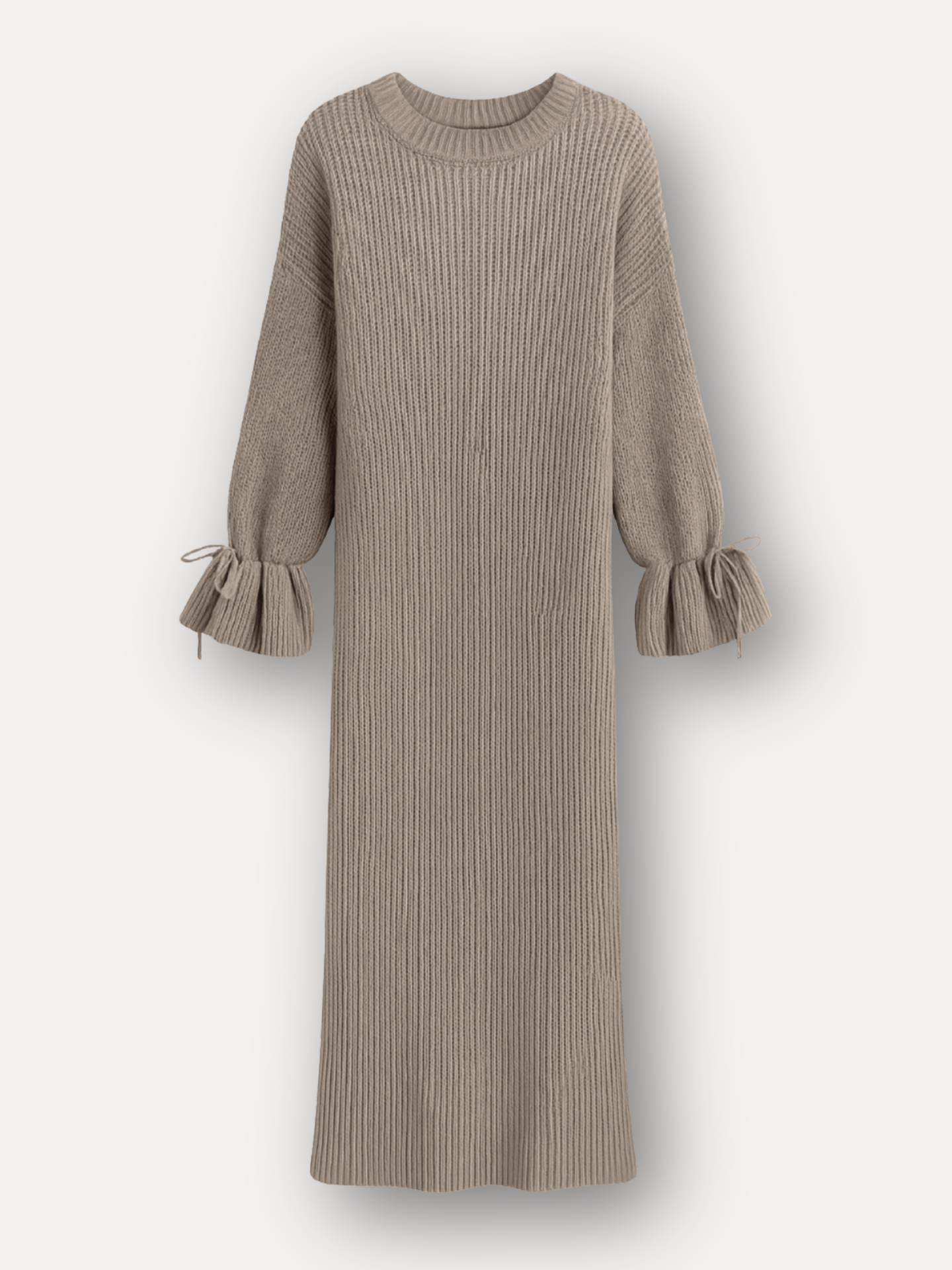 Langer Pullover mit Rippstruktur - elfenbein
