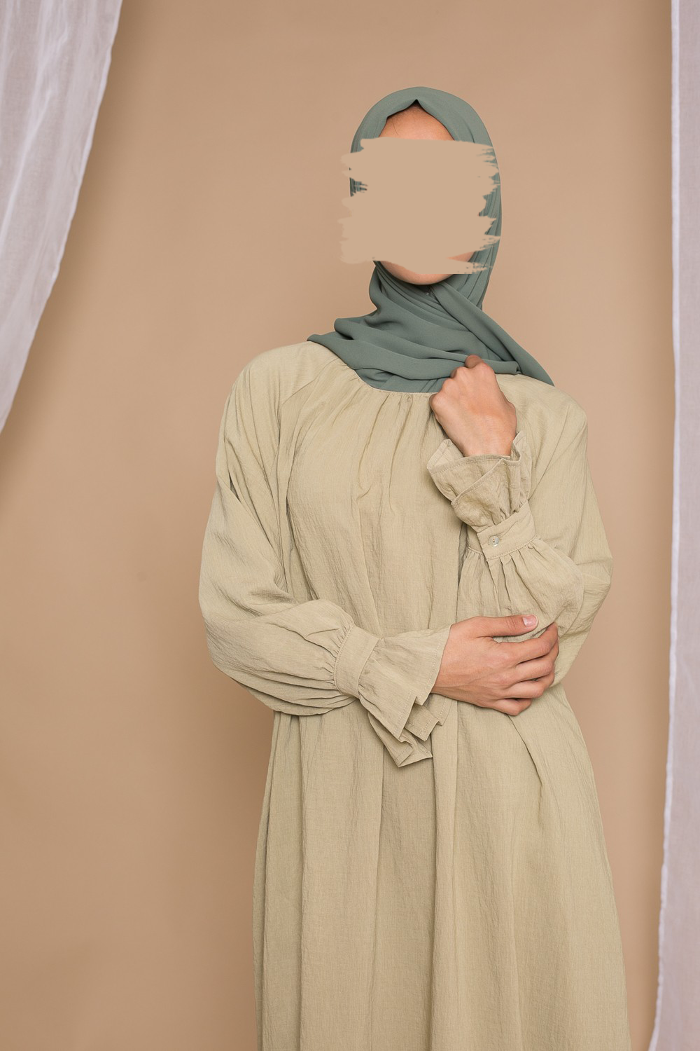 Cute sleeve dress- Pistachio - Hijab Boutique