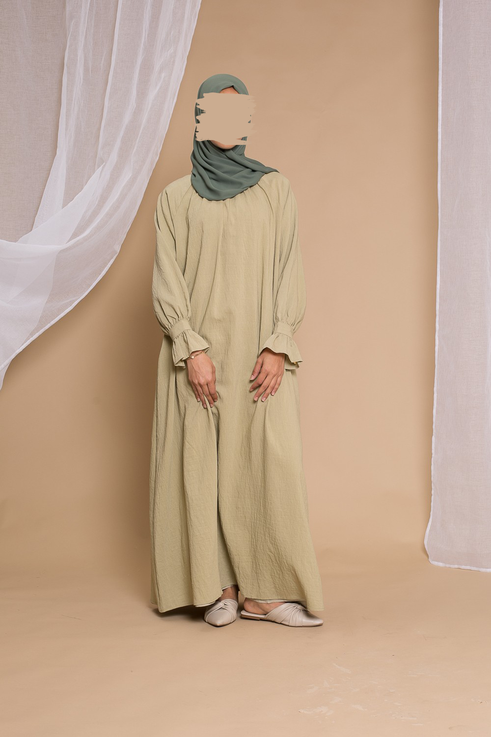 Cute sleeve dress- Pistachio - Hijab Boutique