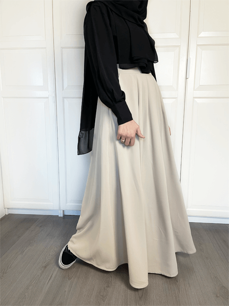 Lange a-lijn rok - Licht beige - Hijab Boutique